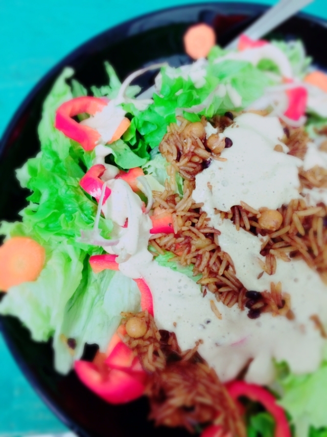 Indian Tahini Rice Salad #vegan #healthy
